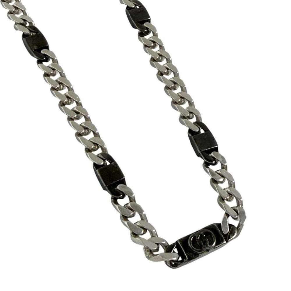 Gucci Men's Interlocking Cuban Link Chain Necklace, Sterling Silver 925